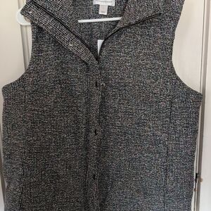Christopher & Banks Black and White Textured Vest